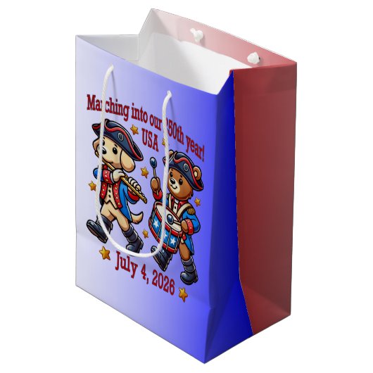 4 juli Verenigde Staten 250ste Jubileum Semiquince Medium Cadeauzakje (Voorkant Gekanteld)