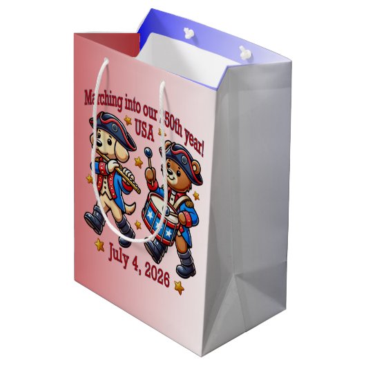 4 juli Verenigde Staten 250ste Jubileum Semiquince Medium Cadeauzakje (Achterkant Gekanteld)