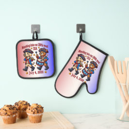 4 juli Verenigde Staten 250ste Jubileum Semiquince Ovenwant & Pannenlap Set