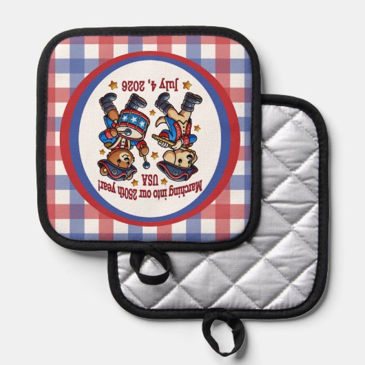 4 juli Verenigde Staten 250ste Jubileum Semiquince Pannenlap (Voorkant / Achterkant)