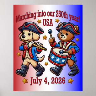 4 juli Verenigde Staten 250ste Jubileum Semiquince Poster