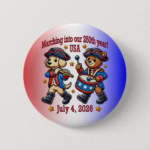 4 juli Verenigde Staten 250ste Jubileum Semiquince Ronde Button 5,7 Cm