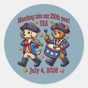 4 juli Verenigde Staten 250ste Jubileum Semiquince Ronde Sticker
