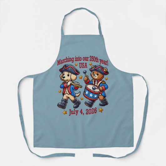 4 juli Verenigde Staten 250ste Jubileum Semiquince Schort (Voorkant)