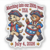 4 juli Verenigde Staten 250ste Jubileum Semiquince Sticker (Voorkant)