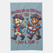 4 juli Verenigde Staten 250ste Jubileum Semiquince Theedoek (Verticaal)