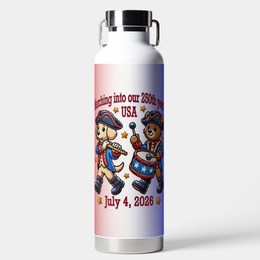 4 juli Verenigde Staten 250ste Jubileum Semiquince Waterfles (Voorkant)