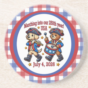 4 juli Verenigde Staten 250ste Jubileum Semiquince Zandsteen Onderzetter
