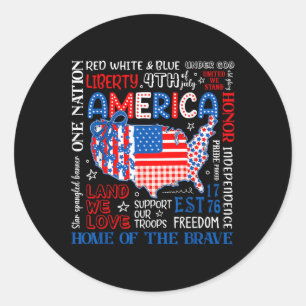 4 juli Verenigde Staten Amerikaanse kaart Coquette Ronde Sticker
