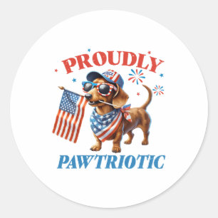 4 juli Verenigde Staten Patriottische hond trots Ronde Sticker