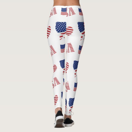 4 juli Verenigde Staten Vlag Hart Blauw Wit Leggings (Achterkant)