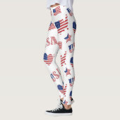 4 juli Verenigde Staten Vlag Hart Blauw Wit Leggings (Links)