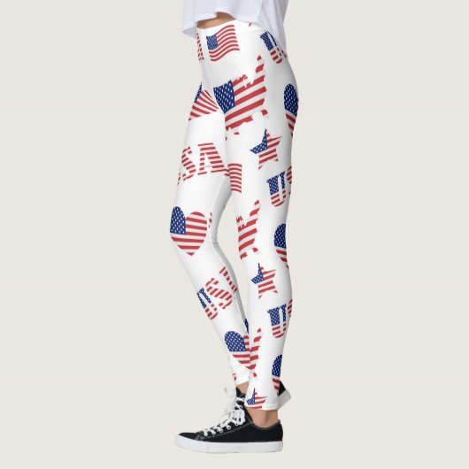 4 juli Verenigde Staten Vlag Hart Blauw Wit Leggings (Links)
