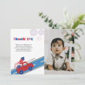 4 juli Verjaardag Dank u kaart (Staand voorkant)