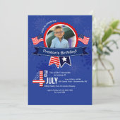 4 juli verjaardag foto uitnodiging (Staand voorkant)