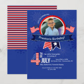 4 juli verjaardag foto uitnodiging (Voorkant / Achterkant)