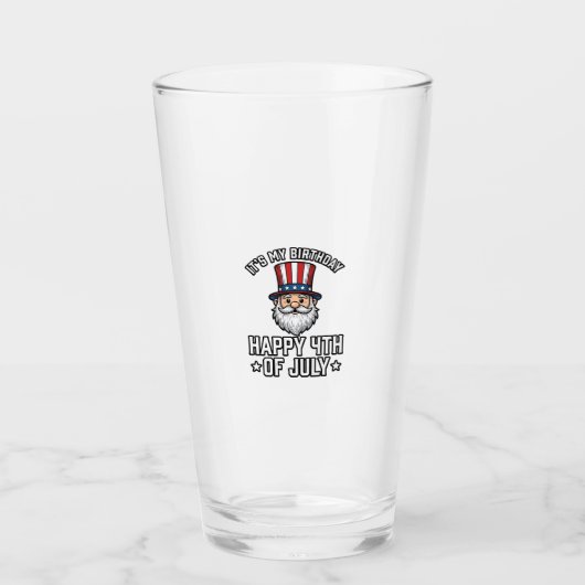 4 juli Verjaardag Gnome Patriottisch Shirt Ontwerp Glas (Voorkant)