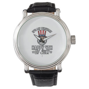 4 juli verjaardag Gnome patriottisch shirt ontwerp Horloge