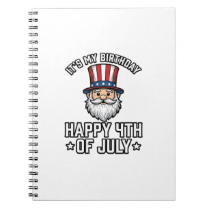 4 juli Verjaardag Gnome Patriottisch Shirt Ontwerp Notitieboek