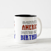 4 juli Verjaardag Grappig Tweekleurige Koffiemok (Voorkant rechts)