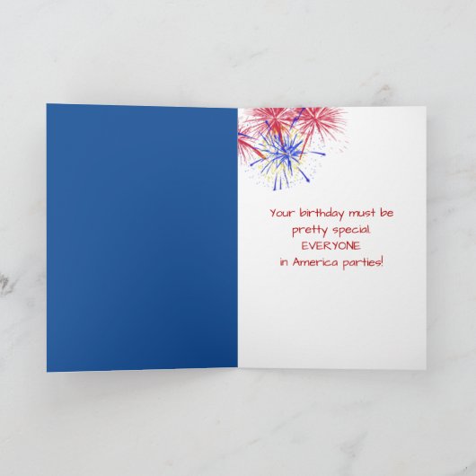 4 juli Verjaardag Kaart (Binnen)