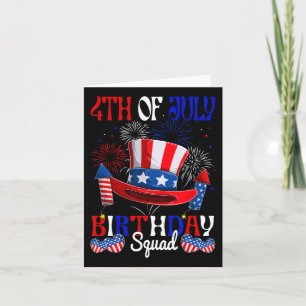 4 juli Verjaardag Squad Amerikaanse Vlag Vuurwerk Kaart