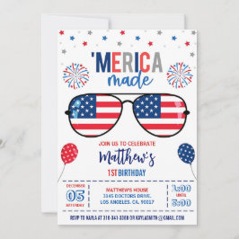 4 juli verjaardag uitnodiging, bewerkbaar 'Amerika Kaart