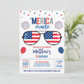 4 juli verjaardag uitnodiging, bewerkbaar 'Amerika Kaart (Staand voorkant)