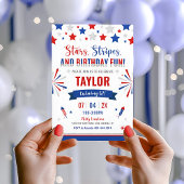 4 juli verjaardag uitnodiging, rood wit en blauw kaart