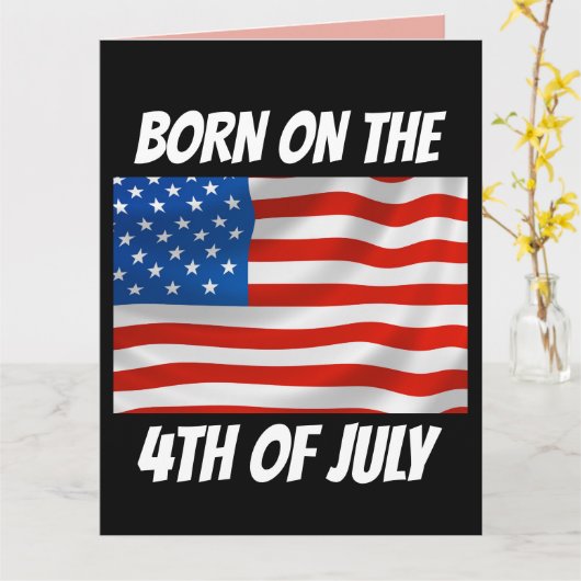 4 JULI VERJAARDAG WENSKAART KAART (Gele Bloem)