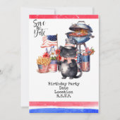 4 juli Verjaardagsfeest Uitnodiging Amerikaans the (Voorkant)