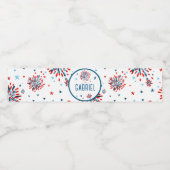 4 juli Verjaardagsfeest Waterfles Etiket (Enkel label)