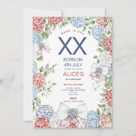 4 juli verjaardagsfeestje, elke leeftijd, rood wit kaart