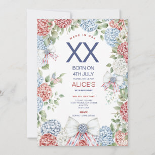 4 juli verjaardagsfeestje, elke leeftijd, rood wit kaart