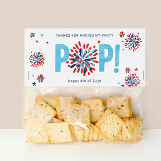 4 juli Verjaardagsfeestje Treat Bag Toppers Plaatskaartje