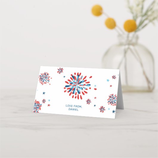 4 juli Verjaardagsfeestje Treat Bag Toppers Plaatskaartje (Achterkant)