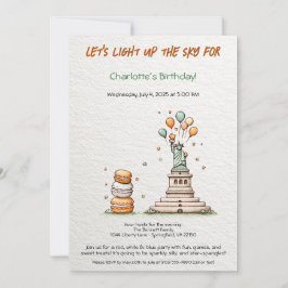 4 juli verjaardagsuitnodiging – Schattige Liberty Kaart