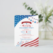 4 juli Verlovingsfeest Red White Uitnodiging (Staand voorkant)