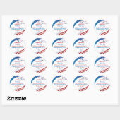 4 juli verlovingsfeestje Rood Wit Blauw Aangepast Ronde Sticker (Vel)