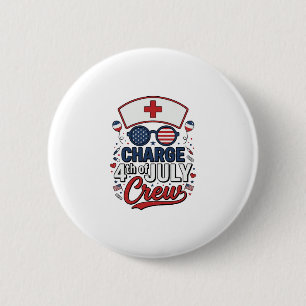 4 juli-verpleegkundige crew patriottisch medisch s ronde button 5,7 cm