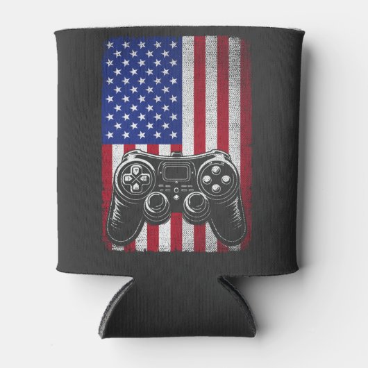 4 juli Videogame Gamer USA Amerikaanse vlag Blikjeskoeler (Voorkant)