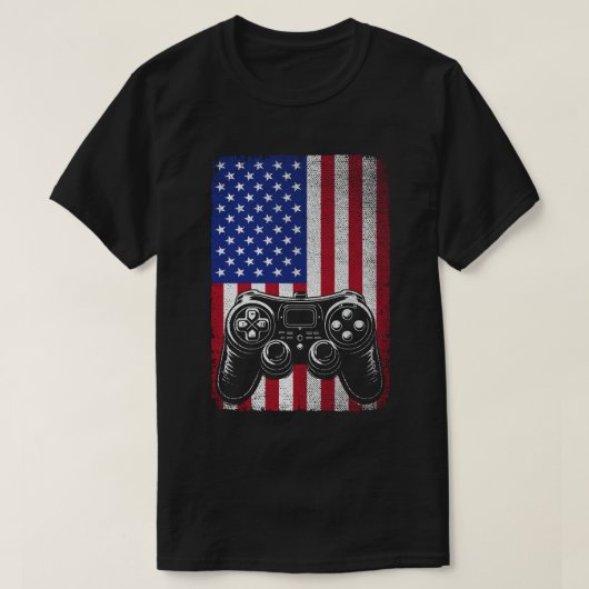 4 juli Videogame Gamer USA Amerikaanse vlag T-shirt (Design voorkant)