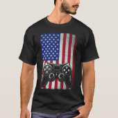 4 juli Videogame Gamer USA Amerikaanse vlag T-shirt (Voorkant)