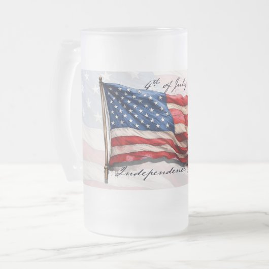 4 juli – Vier het met de Amerikaanse vlag Matglas Bierpul (Voorkant links)