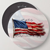 4 juli – Vier het met de Amerikaanse vlag Ronde Button 6,0 Cm (Voorkant /achterkant)