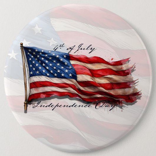 4 juli – Vier het met de Amerikaanse vlag Ronde Button 6,0 Cm (Voorkant)