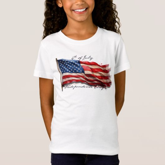 4 juli – Vier het met de Amerikaanse vlag T-shirt (Voorkant)