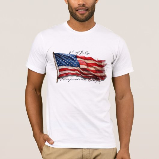 4 juli – Vier het met de Amerikaanse vlag T-shirt (Voorkant)