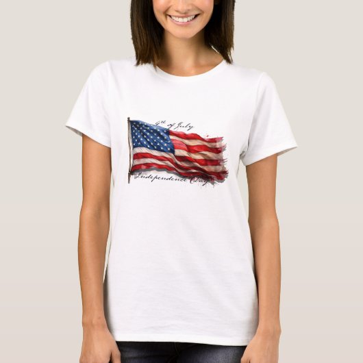 4 juli – Vier het met de Amerikaanse vlag T-shirt (Voorkant)