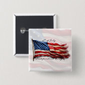 4 juli – Vier het met de Amerikaanse vlag Vierkante Button 5,1 Cm (Voorkant /achterkant)